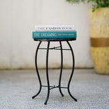 NNETM Terrance Floral Patio Side Table - Small Outdoor Glass End Table