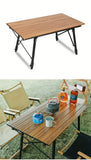 NNETM Outdoor Folding Aluminum Alloy Table - Large Wood Grain, Tripod Base