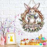 NNETM Easter Bunny Wreath Door Hanger for Holiday Decor