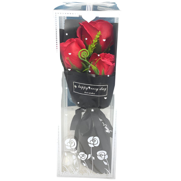NNEOBA 3 Heads Artificial Rose Bouquet Pink Flowers Gift