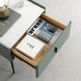 NNETM Black Metal Legs & Handles Bedside Table