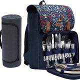 NNETM Insulated Picnic Backpack Set for 4 with Blanket