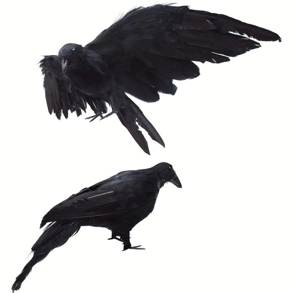 NNETM The Midnight Raven: Realistic Halloween Feathered Crow