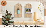NNETM Radiant Reverie: Boho Wooden Sun Rainbow Wall Shelves