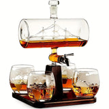 NNETM Skull Globe Wine Aerator Set with 4 Glasses