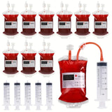 NNETM 50pcs Blood Bags for Drinks - Vampire Drink Pouch with Syringes