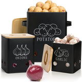 NNETM Vegetable Storage Containers with Bamboo Lids (3pcs)