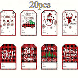 Christmas Gift Tags 20pcs Red Plaid Paper Labels