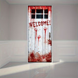 182 X 72Cm Door Sticker Garage Sticker, Welcome Bloody Hand Design, Halloween Decoration Party Decor