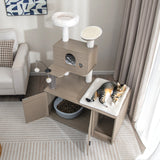 NNECW 2 In 1 Cat Tree with Litter Box Enclosure for Indoor Cars