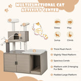 NNECW 2 In 1 Cat Tree with Litter Box Enclosure for Indoor Cars