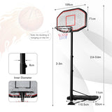 NNECW 2m-3m Height Adjustable Basketball Hoop Stand System with Wheels
