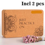NNETM Yoga Cork Block Set with Strap (Brown)