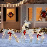 NNEOBA Lighted Christmas Reindeer and Sleigh Decoration