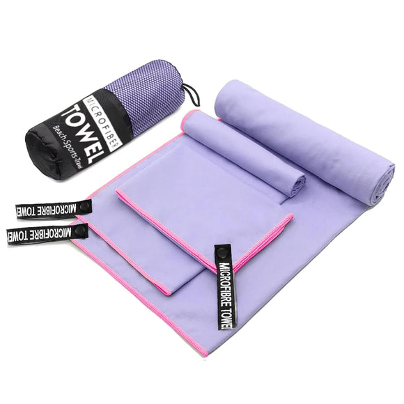 NNEOBA 3 Piece Towel Set for Fitness & Bath (Purple)