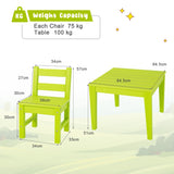 NNECW 3-Piece All-Weather Kids Table &amp; Chairs Set for Home &amp; Backyard-Green
