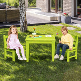 NNECW 3-Piece All-Weather Kids Table &amp; Chairs Set for Home &amp; Backyard-Green