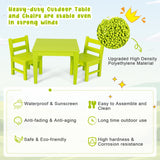NNECW 3-Piece All-Weather Kids Table &amp; Chairs Set for Home &amp; Backyard-Green