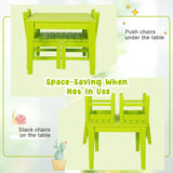 NNECW 3-Piece All-Weather Kids Table &amp; Chairs Set for Home &amp; Backyard-Green