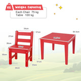 NNECW 3-Piece All-Weather Kids Table &amp; Chairs Set for Home &amp; Backyard-Red