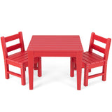 NNECW 3-Piece All-Weather Kids Table &amp; Chairs Set for Home &amp; Backyard-Red