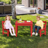 NNECW 3-Piece All-Weather Kids Table &amp; Chairs Set for Home &amp; Backyard-Red