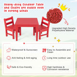 NNECW 3-Piece All-Weather Kids Table &amp; Chairs Set for Home &amp; Backyard-Red