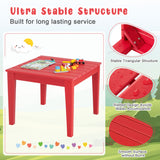 NNECW 3-Piece All-Weather Kids Table &amp; Chairs Set for Home &amp; Backyard-Red