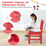 NNECW 3-Piece All-Weather Kids Table &amp; Chairs Set for Home &amp; Backyard-Red