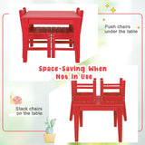NNECW 3-Piece All-Weather Kids Table &amp; Chairs Set for Home &amp; Backyard-Red