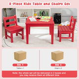 NNECW 3-Piece All-Weather Kids Table &amp; Chairs Set for Home &amp; Backyard-Red