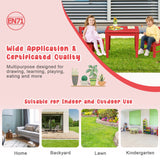 NNECW 3-Piece All-Weather Kids Table &amp; Chairs Set for Home &amp; Backyard-Red