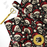 Black Christmas Skull Gift Wrapping Paper Poinsettia 17.7 × 118 Inches