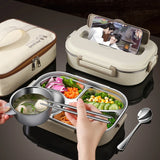 NNEOBA 1000ml 304 Stainless Steel Insulated Lunch Box Beige