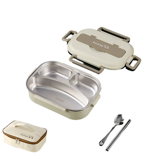 NNEOBA 1000ml 304 Stainless Steel Insulated Lunch Box Beige