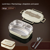 NNEOBA 1000ml 304 Stainless Steel Insulated Lunch Box Beige