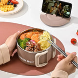 NNEOBA 1200ml 304 Stainless Steel Noodle Bowl with Lid Brown