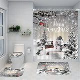 NNETM Frosty Friends: 4-Piece Christmas Snowman Shower Curtain Set