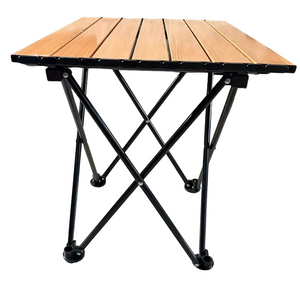 NNETM Portable Folding Outdoor Picnic Table - Aluminum Alloy, Wood Color