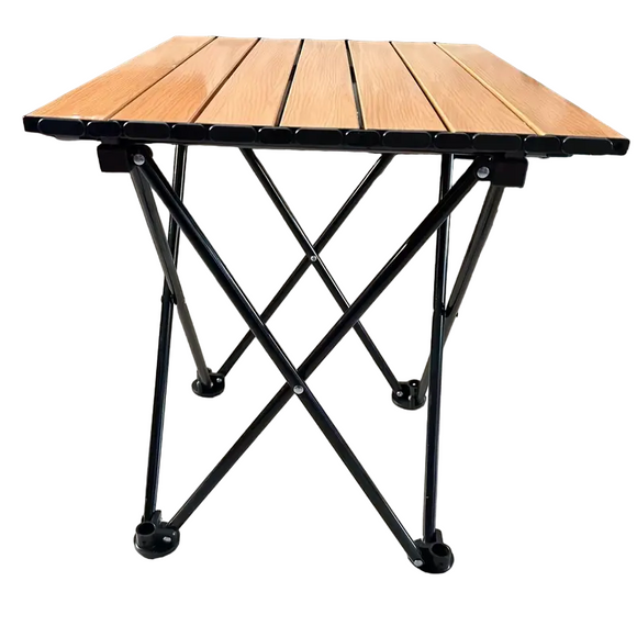 NNETM Portable Folding Outdoor Picnic Table - Aluminum Alloy, Wood Color