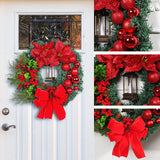 NNEOBA Christmas Wreath with Lantern and Bow