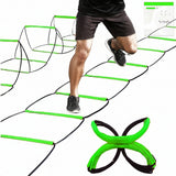 12 Step New Fluorescent Green Agility Ladder Speed Training Equipment - Suitable for Soccer, Speed Fitness, Foot Training, Includes Storage Bag