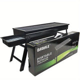 NNETM Portable Cast Iron BBQ Grill with Lid & Tools
