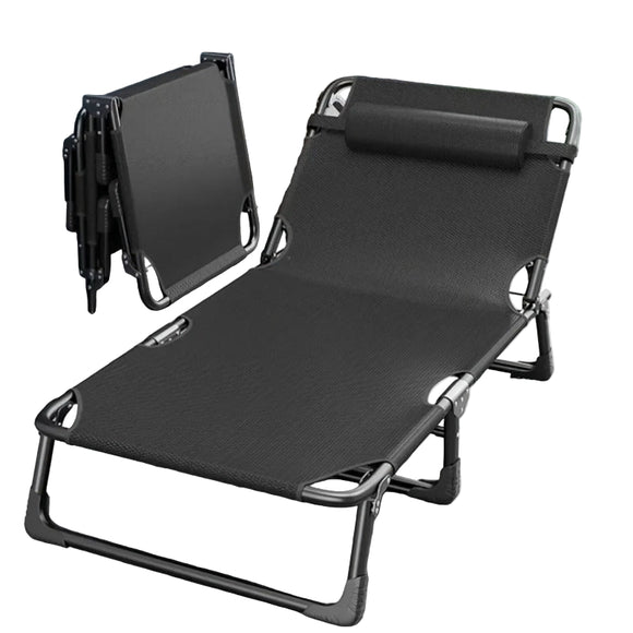 NNETM Foldable Oxford Cloth Sun Lounger with Headrest
