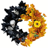 NNETM Skull Halloween Wreath Door Decor