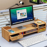 NNETM Wood Monitor Stand with Drawer & Keyboard Tray