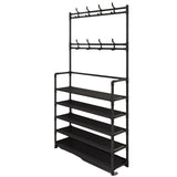 NNETM Stainless Steel Coat & Shoe Rack (8-Hook 4-Tier)
