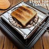 NNETM Stainless Steel Stove Top Toaster with Foldable Handle