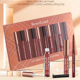 NNETM 12 Matte  Velvet Nude Liquid Lipstick + Lip Liner Set Lip Gloss