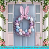 NNETM Bunny Ears Easter Egg Wreath Polyester Door Decor